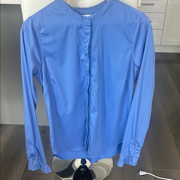 Mos Mosh Mattie Blue Button Down Ruffle Cuff Size Blouse Women Size M - Picture 3 of 13